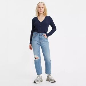 Levi's Premium 501 Original Cropped High Rise Jeans 28 Medium Wash